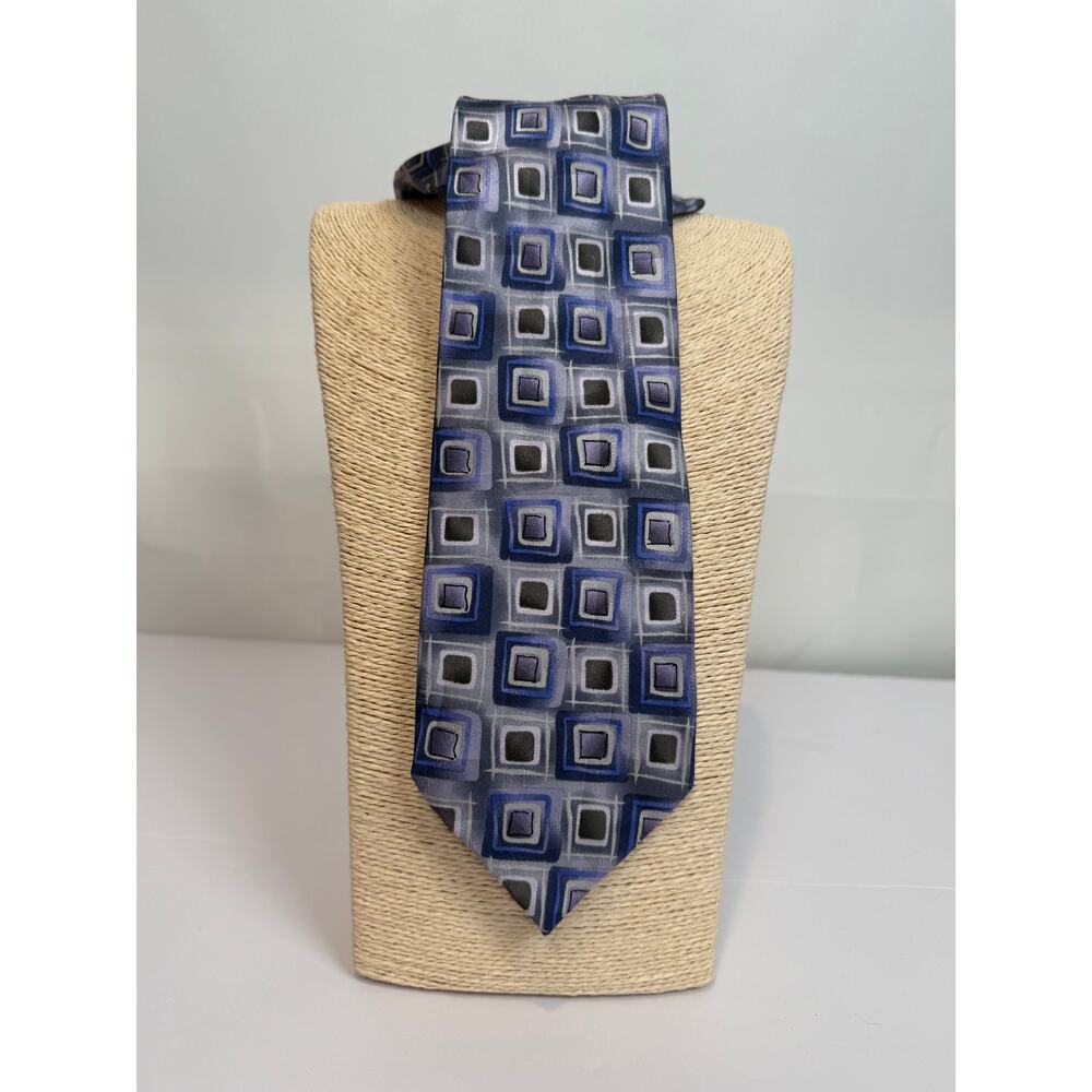 J Garcia Bag Lady Limited Edition Silk Tie Collection 40 Blue Gray Geometric